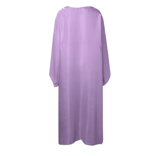 Muslim Dress Women One-Piece Prayer Dress Long Robe Long Sleeve Maxi Kaftan Dresses Islamic Clothes Set - color: Purple