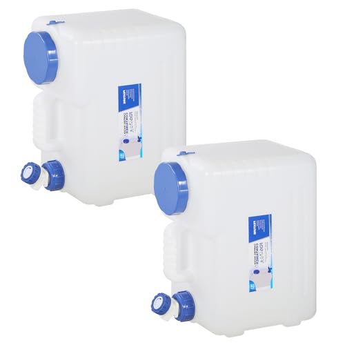 REDCAMP 3.9 Gallon/15L Portable Water Container with Spigot, White 2 Pack | BPA Free Camping Water Jug, No Leakage Water Tank, Portable Emergency Water Storage for Camping, Hiking, Hurricane Supplies - color: White, size: 3.9Gal/512Ounces, 2 Pack
