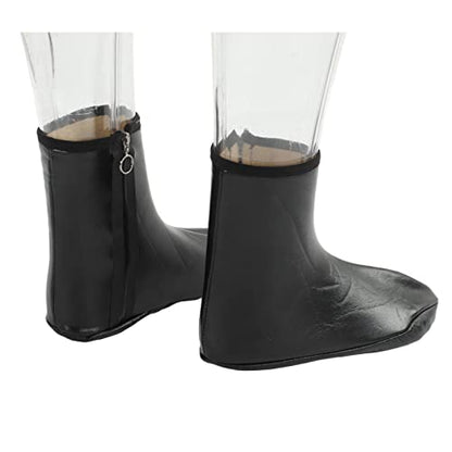 Leather Zipper Socks, Unisex Waterproof Muslim Sock Islamic Thermal Prayer Winter Socks Khuffy Leather Black Sock for Men Women 35-40