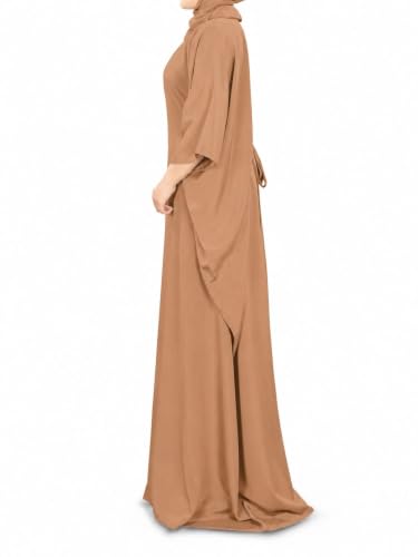 MyBatua Women's Kaftan, Free Size Abaya, Dubai Islamic Dress, Muslim Maxi KF-001 - color: Beige