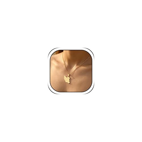 Iran Necklace Iran Map Charm Necklaces Dainty Gold Necklaces for Women Silver Jewelry Gifts for Women - color: A1