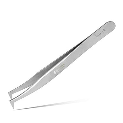Volume Eyelash Extension Tweezer - FEITA Professional Angled Curved Pointed L-Shaped Precision Tweezers for 3D 4D 6D Lashes Extension - Silver - color: Silver L-shaped 1pc