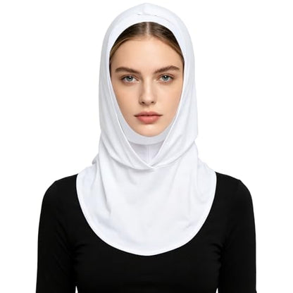 dPois Plain Ready To Wear Amira Hijab for Women Soft Muslim One Piece Instant Hijab Headscarf for Daily Wear - color: White