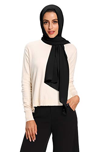 Txameru Hijab for Women Chiffon Hijab Scarfs for Women Long Shawl - color: Black