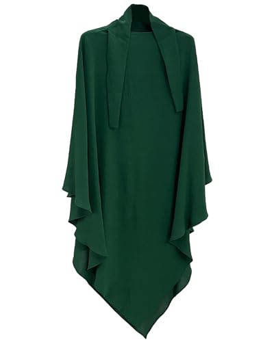 Muslim Prayer Abaya Islamic Women's Khimar Pure Color Hijab Dress Long Sleeve Dubai Kaftan - color: Darkgreenhijab