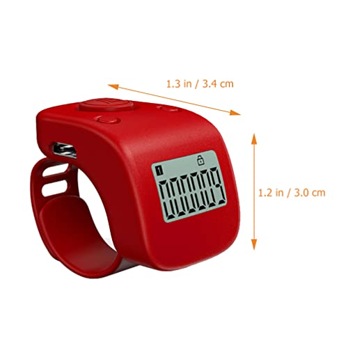 Mini Digital LCD Electronic Finger Ring Hand Tally Counter Rechargable Finger Counter Rechargeable Silent Finger Counter for Prayer Knitting Sports Gift, Red, 3.4X3CM, L22X4T3Y3811ITRDUTJK