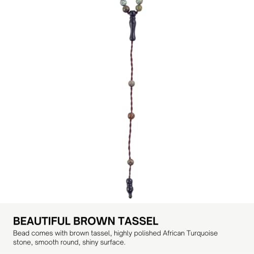 Tasbih Premium Muslim Prayer Beads Made with Natural Stone Beads for Daily Misbaha and Meditation (4mm (99 Beads), African Turquoise, Sky Blue) - color: African Turquoise, Sky Blue, size: 4mm (99 Beads)