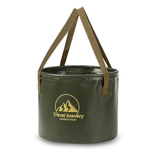 Portable Collapsible Water Bucket with Handles (Army Grn, 5.28 Gal) | Lightweight Foldable Basin, Multifunctional Folding Tub & Storage Bin for Camping, Fishing, Dish Washing, Laundry, Hiking - color: Army Green, size: 20L