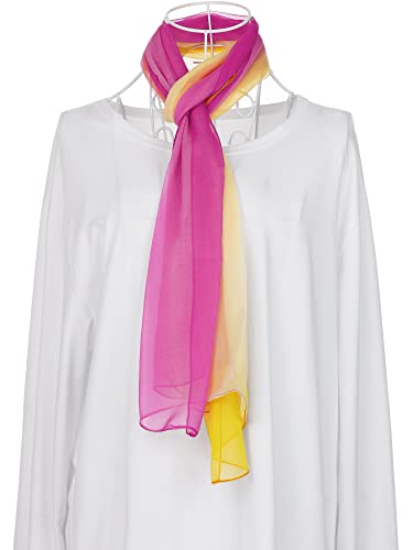 uxcell Women'sChiffon Sheer Long Scarf Silky Gradient Party - color: Fuchsia Yellow