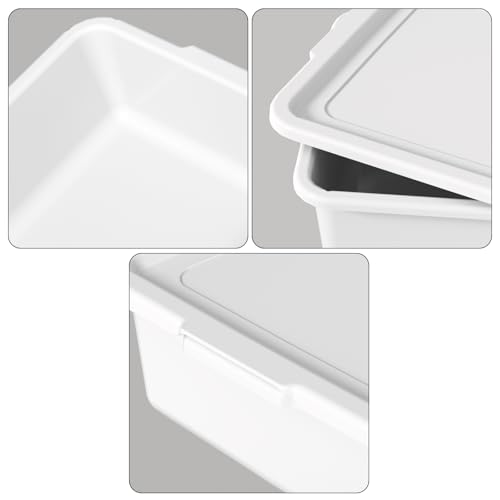 Hespama 3 Pack Commercial Bus Tub with Lid, 13 L Plastic Wash Basin, White | Food Grade