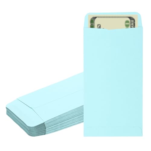 PATIKIL Money Envelope, 50 Pack 6.5" x 3.5" Cash Envelopes Money Holder Bags Budgeting Saving Challenge Letter for Gift Coins Checks Tickets Jewelry Passport Card, Light Blue - color: Light Blue, size: 6.5" x 3.5"
