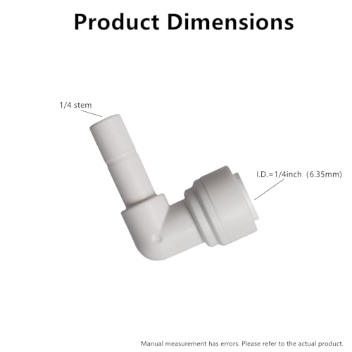 Water Pipe Stem Elbow Connector for 1/4" Tubing 90 degree elbow Push to Connect Plastic Quick Fittings for Reverse Osmosis System(Pack of 10) - style: 1/4" stem elbow connect(10)