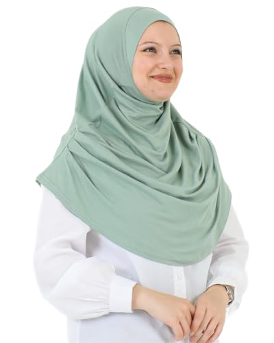 Prien Ready To Wear Hijab For Women, Instant Turban, Soft Muslim Scarf For Prayer, Long Hijabs, Islamic Clothes, Jersey Abaya - color: Light Green
