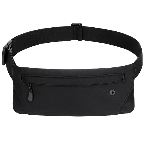WHIPPY Slim Running Belt Fanny Pack for Women Men Elastic Runners Belt Waist Pouch Chest Bag Phone Holder Waist Pack for Running Hiking - color: 1-Black