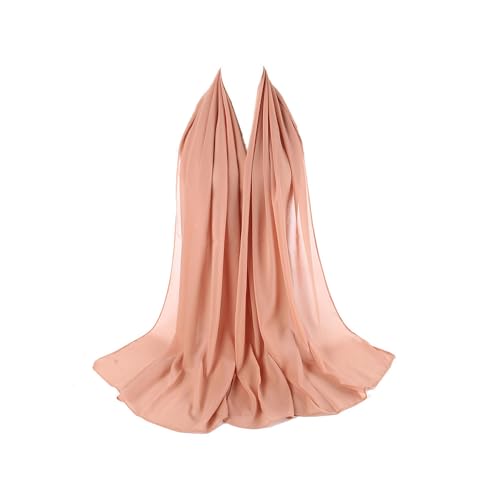 Premium Chiffon Hijab Head Scarf Shawl Wrap for Muslim Women Lightweight - color: Peach Fuzz
