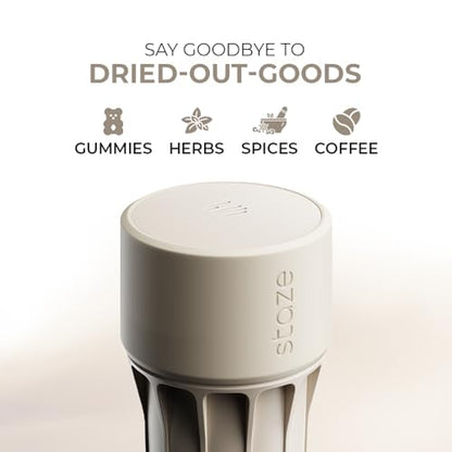 Staze Air Tight Smell Proof Container (148ml) - Vacuum Seal Jar, Waterproof Food Storage Canister, Portable Small Smell Proof Jar for Coffee, Herb, Spice & Gummies (Dune) - color: DUNE