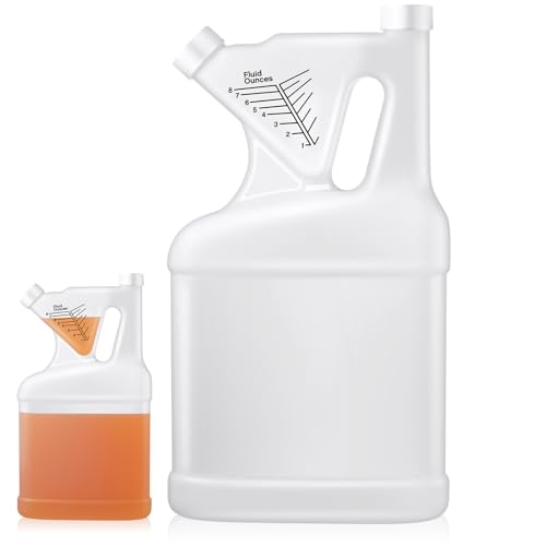 1 Pcs 128oz Measuring Containers 1 Gallon Hdpe Chemical Ounce Measuring Jug Cups with Lids Cover Plastic Bottle, up to 8oz Capacity