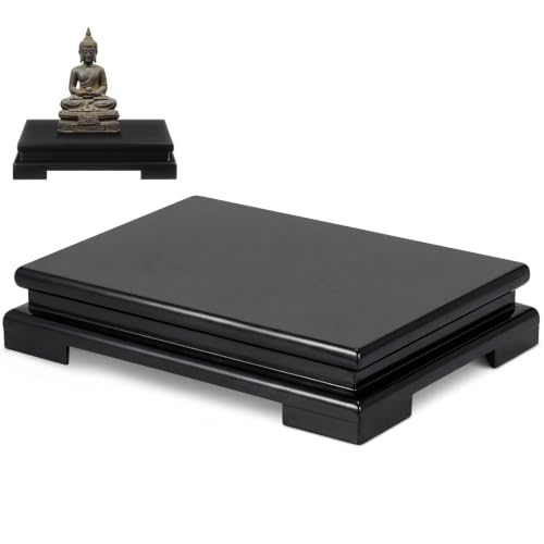 2 Pcs Rectangle Wooden Display Stand Wood Vase Display Base Black Pedestal Stand Rectangle Vase Riser for Vases Teapot Trophy Collectibles Aquarium Lamp Home Decoration(10.2 x 8.9 x 1.8 Inch) - color: Black, size: 10.2 x 8.9 x 1.8 Inch