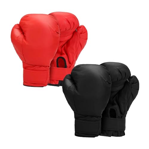 2 Pair Boxing Gloves Punching Bag Gloves Hands Protection Comfortable Punch Mitts Sparring Gloves PU Leather for Grappling - size: Adults