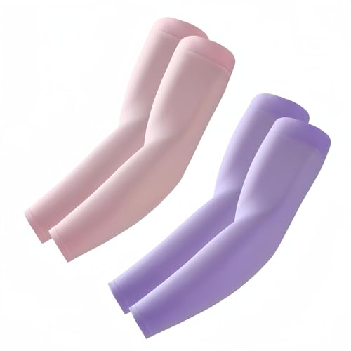 ROXUN Arm Sleeves, Cooling UV Sun Protection Sports Compression for Men/Women - color: 2 Pairs - Purple+pink