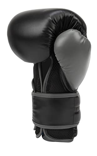 Everlast Powerlock 2 Hook & Loop Boxing Gloves | Fight Training Gloves | Hook and Loop with Durable Hand & Wrist Support | Heavy Bag & Fitness Training - color: Black / Gray, size: 16 oz