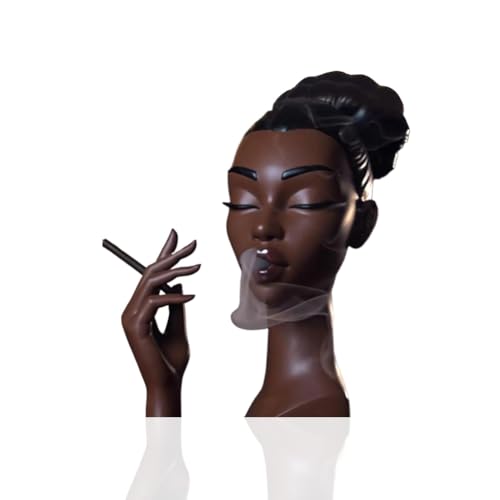 Incense Holder,Black Woman Smoking Head Incense Burner, Sophisticated and Elegant Headscents-Head Incense Burner,Desk Decor Suitable for Bedroom and Living Room (Eyes Closed)