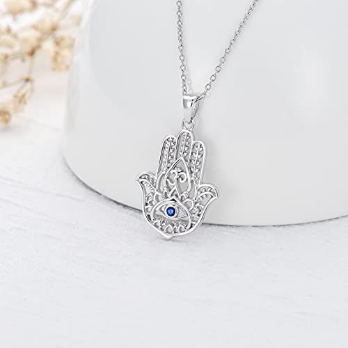 PROESS 925 Sterling Silver Hamsa/Allah Necklace Evil Eye Amulet Jewelry Gifts for Men Women - style: hamsa fatima necklace