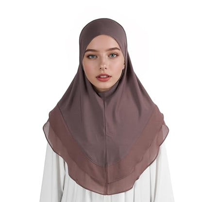 Hijab for Women Muslim Patterned Headscarf Arabian Headscarf Islamic Khimar Prayer Cloth Hijab Scarf for Women - color: Brown