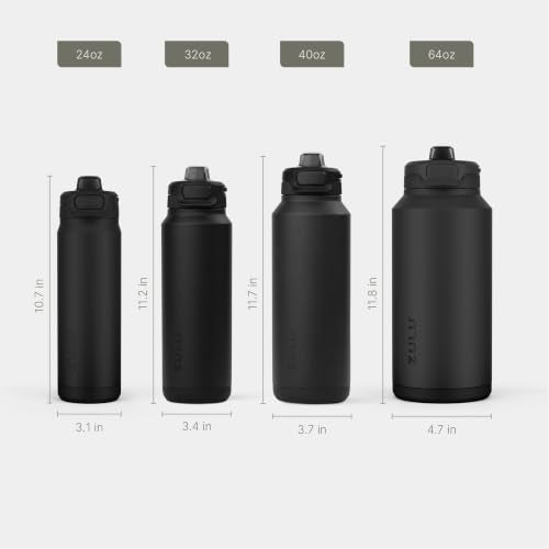 ZULU Powerfill Pro 24oz Stainless Steel Water Bottle with Quick Fill Lid, Triple Walled Vacuum Insulated Metal, Leak Proof Locking Lid, Sip and Chug, Reusable BPA Free, Black - color: Black, style: 24oz
