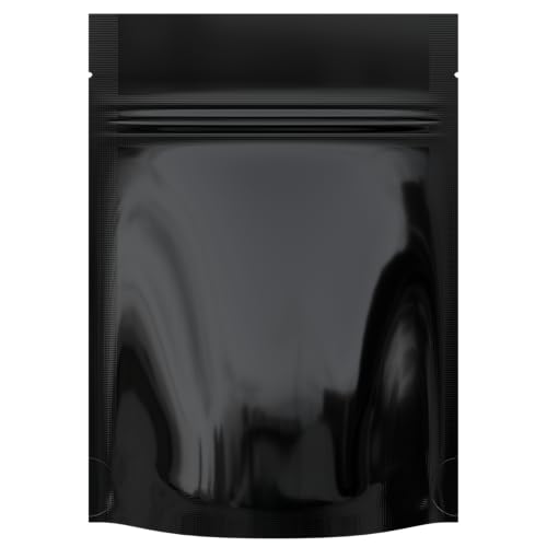 Mylar Style Barrier Bags – Zipper w/Heat Seal – 100 Bags (Gloss Black/Gloss Black, 1/8 Ounce - 3.62?x5?x1.5?) - color: Gloss Black / Gloss Black, size: 3.62x5x1.5 Inch (Pack of 100)