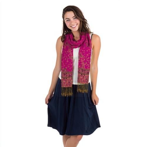 TUSHUSTY Pashmina Feel Shawls Wraps Rave Scarf for Women Soft Silky Reversible Men Scarves Hijab - color: Rose Pink