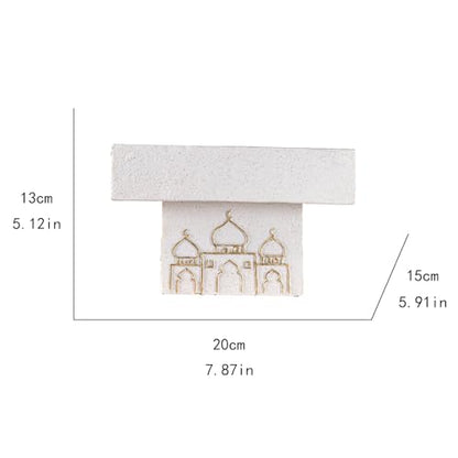 Decorative Mosque Sculpture with Gold Domes, White and Gold - color: Mosque Sculpture