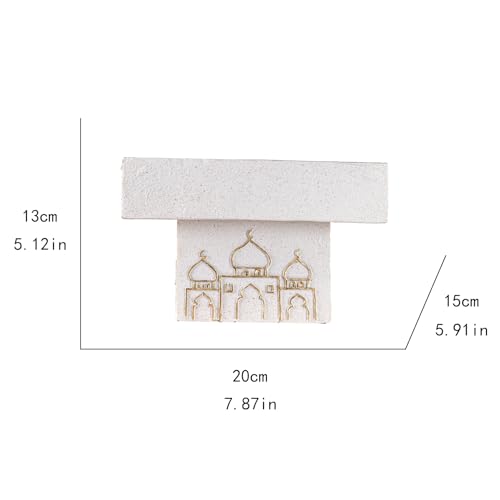 Decorative Mosque Sculpture with Gold Domes, White and Gold - color: Mosque Sculpture