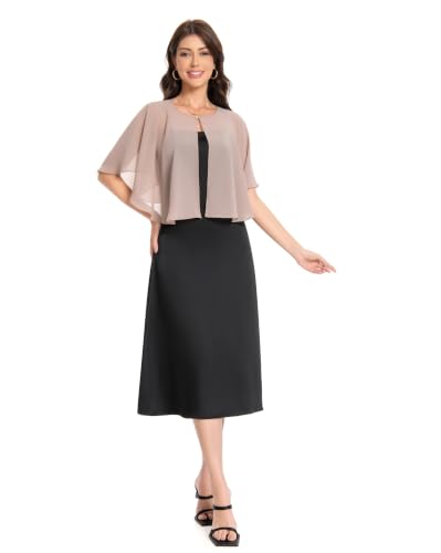 Baoqiya Capelets for women Chiffon Cape Soft Shawls and Wraps For Women - color: Khaki