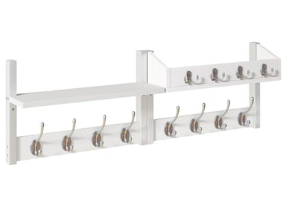 YMYNY 31.5" Coat Rack Wall Mount with Shelf, 4 in 1 Key and Coat Hanger with 12 Metal Hooks, Wall Shelf with Hooks & Mail Holder for Living Room, Bedroom, White, HWS007W-2 - color: White, size: 31.5" - 4-in-1