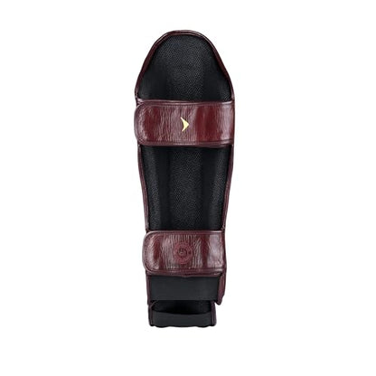 Lancer Leather Shin Guards Instep for Muay Thai - color: Red, size: Medium