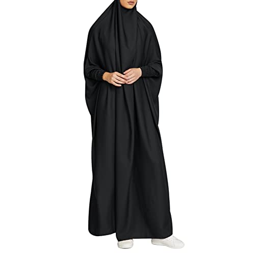 ODIZLI Muslim One Piece Prayer Hijab Dress Women Hooded Abaya Full Cover Islam Dubai Modest Robe - color: Black, size: One Size