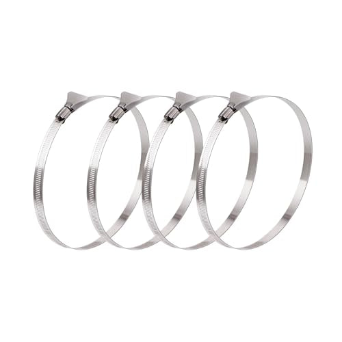4 Pack 5 inch Hose Clamp, Adjustable 4 1/2"-5 1/2" Diameter 304 Stainless Steel Easy turn thumb Screw Worm Gear Hose Clamps For Securing Hose, Dryer, Automotive and Mechanical Applications - size: 5" x 4Pcs