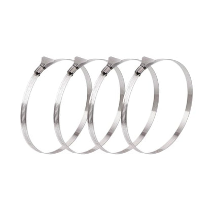 4 Pack 5 inch Hose Clamp, Adjustable 4 1/2"-5 1/2" Diameter 304 Stainless Steel Easy turn thumb Screw Worm Gear Hose Clamps For Securing Hose, Dryer, Automotive and Mechanical Applications - size: 5" x 4Pcs