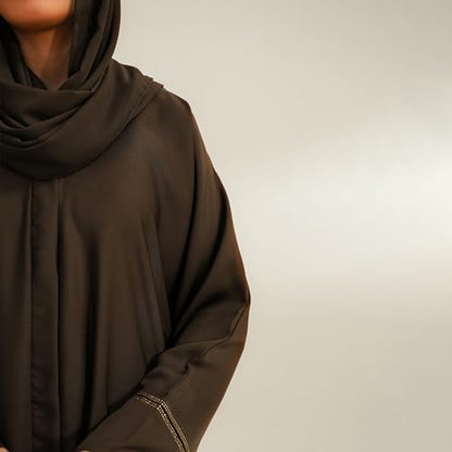 Abaya Dress for Women, Fully Button Up Muslim Abaya in Premium Nida Fabric – Long Sleeve Modest Islamic Maxi Dress - color: Brown, size: Medium