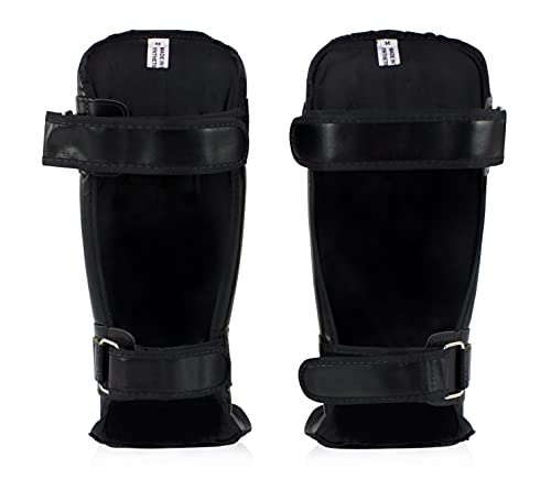 Fairtex SP3 Lightweight Shin Guards, Muay Thai MMA Avoid Shin Splints Gear | Featherweight synthetic shell with high-density padding. Articulated lower-leg armor enhances mobility and leg protection - color: Black, size: Large