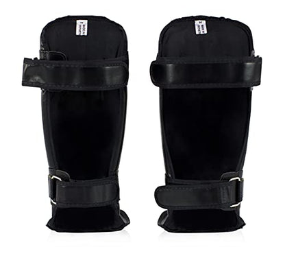 Fairtex SP3 Lightweight Shin Guards, Muay Thai MMA Avoid Shin Splints Gear | Featherweight synthetic shell with high-density padding. Articulated lower-leg armor enhances mobility and leg protection - color: Black, size: Large