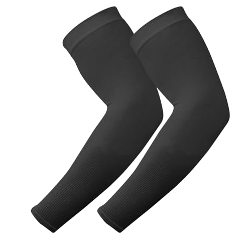 TZ Promise Women Men Sun UV Protection Arm Sleeves, Cooling Compression Arm Cover for Sports - color: Black
