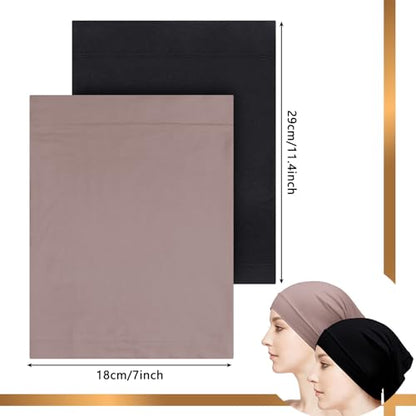 Loopeer 2 Pcs Hijab Undercaps No Slip for Women Islamic Muslim Hijab Cap Scarf for Turban Tube Neck Cover - color: Black, Khaki