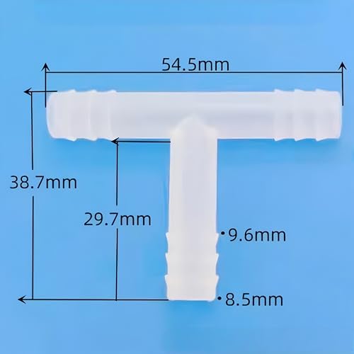 3 Way Tee Connector Equal Barbed T-Fitting 3 Way Hose Barb Adapter for Laboratory Biochemical Analytical Instruments Food Machinery Aquarium Equipment 100pc/pk (8.5mm 11/32'' 8T) - size: 8.5mm 11/32'' 8T