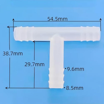 3 Way Tee Connector Equal Barbed T-Fitting 3 Way Hose Barb Adapter for Laboratory Biochemical Analytical Instruments Food Machinery Aquarium Equipment 100pc/pk (8.5mm 11/32'' 8T) - size: 8.5mm 11/32'' 8T