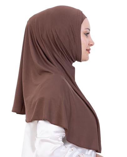 Prien Instant Hijab For Women, Muslim Long Scarf, Undercap Turban Set, Turkish Islamic Clothing, Prayer Clothes For Abaya - color: Brown
