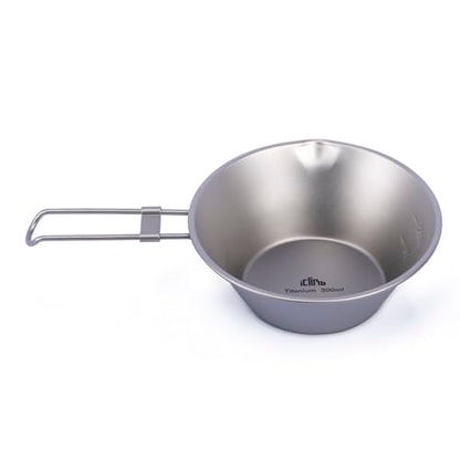 Titanium Bowl with Foldable Handle Ultralight Compact | Portable Flatware Tableware with Bag for Outdoor Camping Backpacking Hiking Travel Picnic
