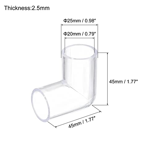 uxcell 4Pcs Clear Elbow Fitting, 20mm/0.79" 2 Way Acrylic Elbow 90 Degree L-Shaped Pipe Fitting Adapter for Connecting Water Pipes