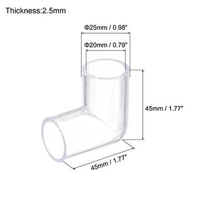 uxcell 4Pcs Clear Elbow Fitting, 20mm/0.79" 2 Way Acrylic Elbow 90 Degree L-Shaped Pipe Fitting Adapter for Connecting Water Pipes